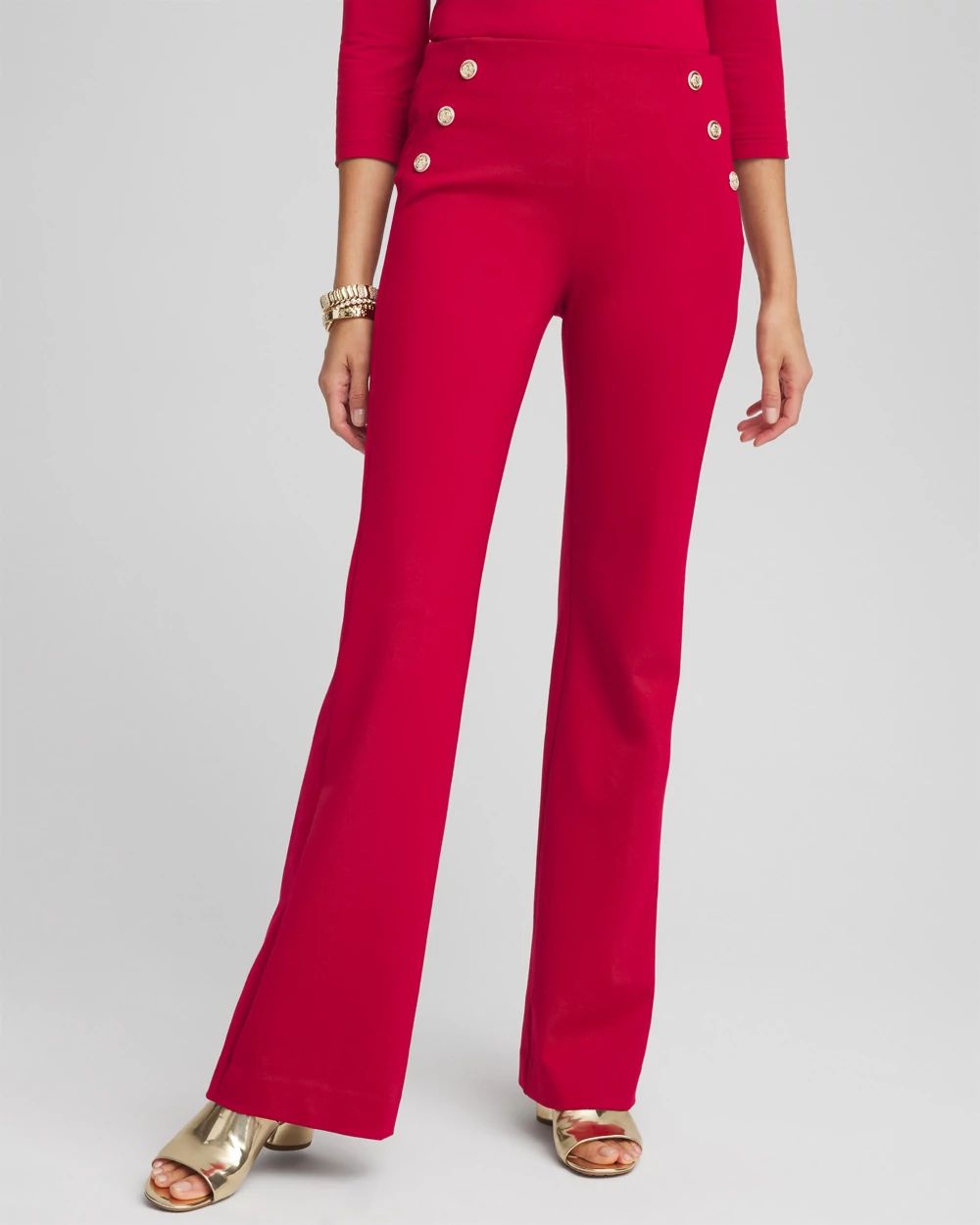 Juliet Ponte Button Detail Flare Pants | Chico's